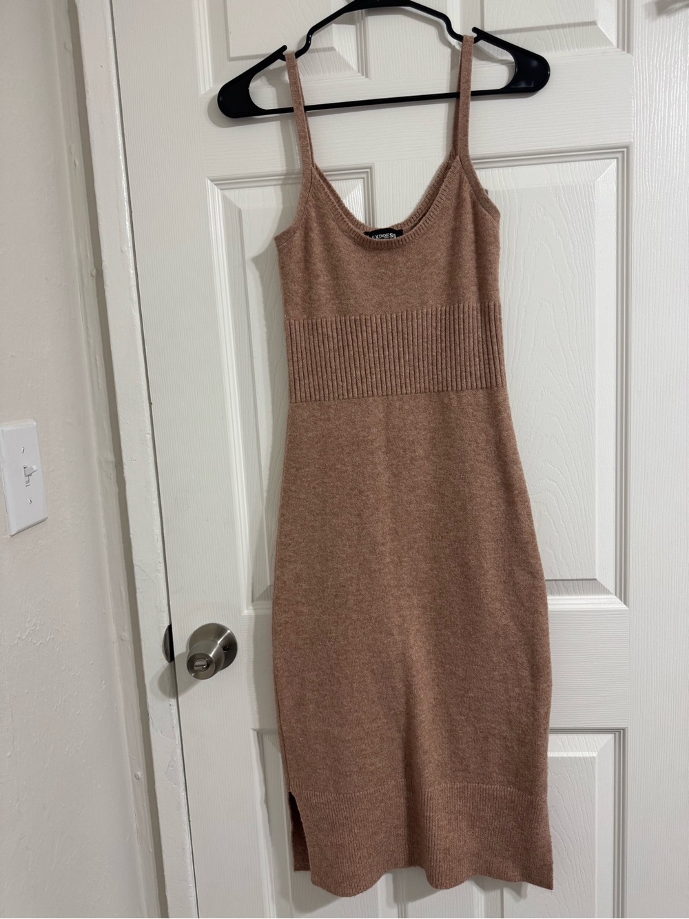 Express Knit Midi Dress in Taupe